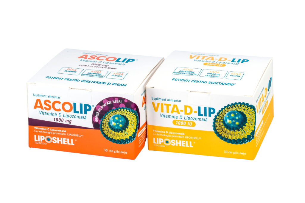 Pachet Promoțional – Vitamina C Lipozomală 1000 mg LIPOSHELL® + Vitamina D Lipozomală 1000 IU LIPOSHELL®