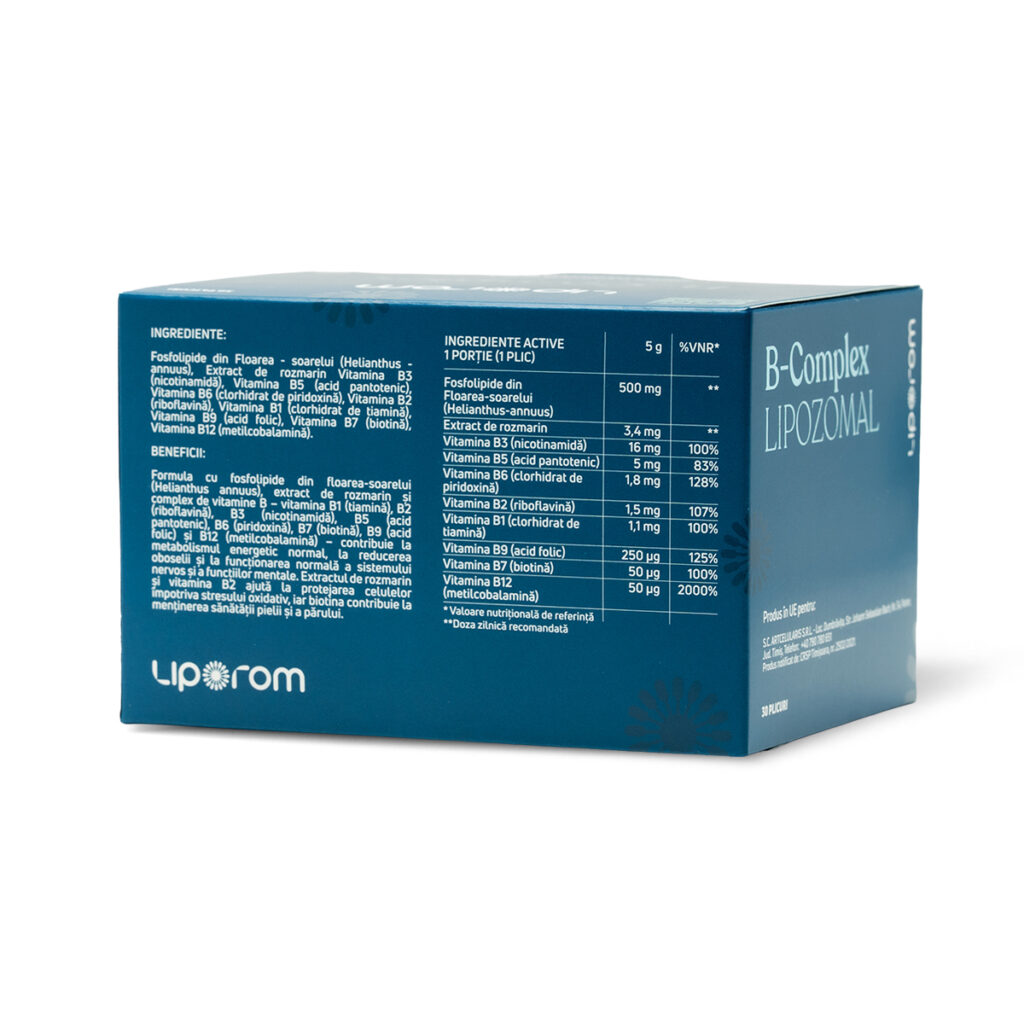 B-Complex lipozomal, 30 plicuri, Liporom