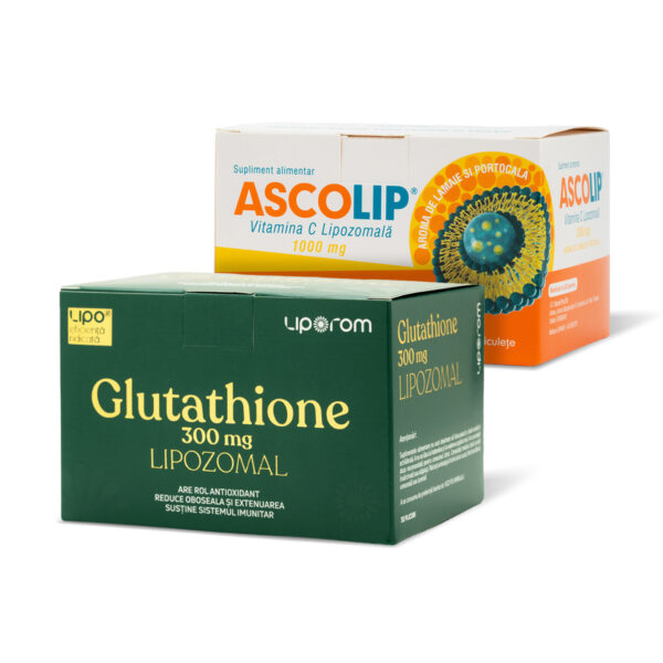 Pachet Ascolip 1000mg, 30 plicuri si Glutathione lipozomal 300mg, 30 plicuri