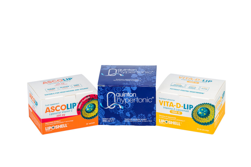 Pachet Plasma Hipertonic Quinton, Vitamina C Lipozomală Ascolip 500 mg LIPOSHELL®, Vitamina D Lipozomala 1000UI