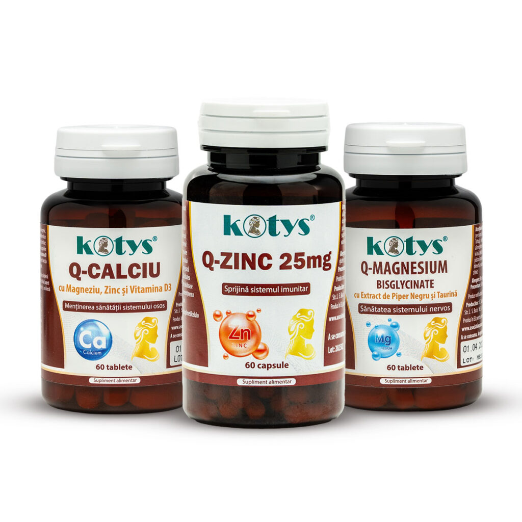 Pachet Kotys Q-Calciu + Q-Magneziu 375mg + Zinc 25mg