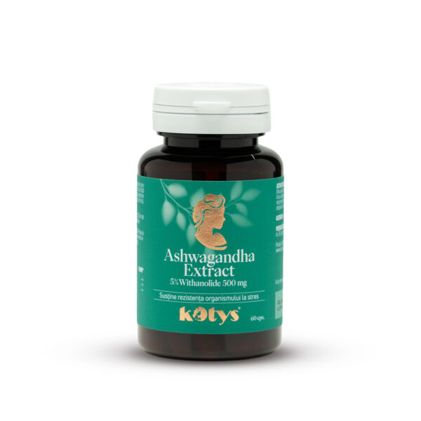 Ashwagandha Extract 500 mg — 60 capsule pentru susținerea rezistenței organismului la stres, Kotys