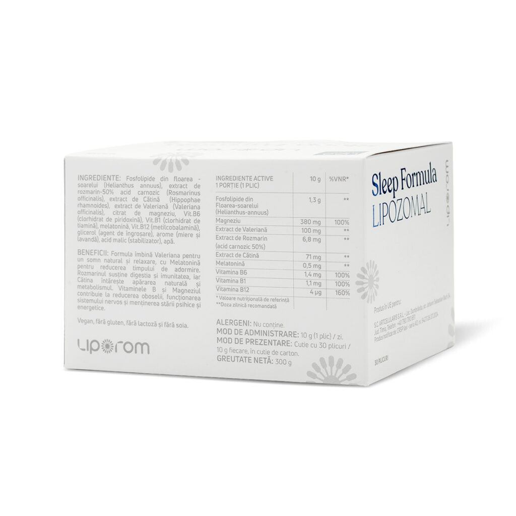 Sleep Formula Lipozomal Liporom, 30 plicuri – somn, relaxare și sistem nervos